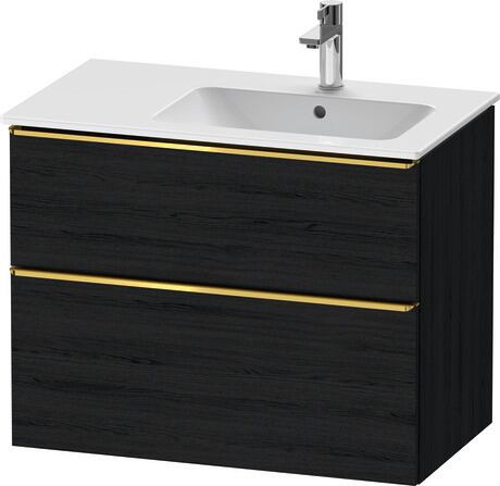 Vanity unit wall-mounted, DE4367034160000 Black oak Matt, Decor, Handle Gold