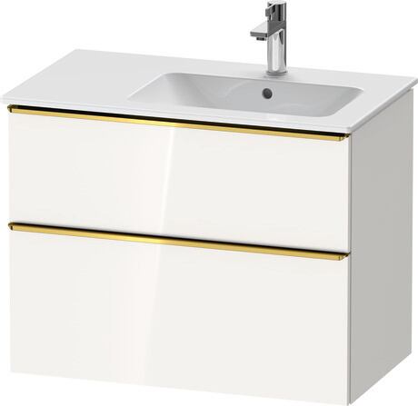 Vanity unit wall-mounted, DE4367034220000 White High Gloss, Decor, Handle Gold