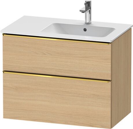 Vanity unit wall-mounted, DE4367034300000 Natural oak Matt, Decor, Handle Gold