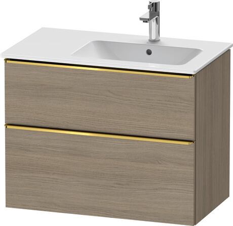 Vanity unit wall-mounted, DE4367034350000 Oak terra Matt, Decor, Handle Gold