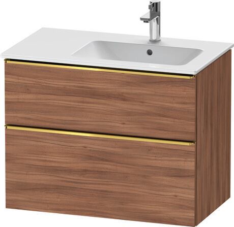 Vanity unit wall-mounted, DE4367034790000 Walnut Matt, Decor, Handle Gold