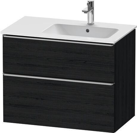 Vanity unit wall-mounted, DE4367070160000 Black oak Matt, Decor, Handle Stainless steel