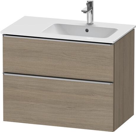 Vanity unit wall-mounted, DE4367070350000 Oak terra Matt, Decor, Handle Stainless steel