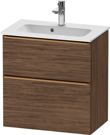 Vanity unit wall-mounted, DE4368004210000 Walnut dark Matt, Decor, Handle Bronze