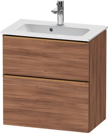 Vanity unit wall-mounted, DE4368004790000 Walnut Matt, Decor, Handle Bronze