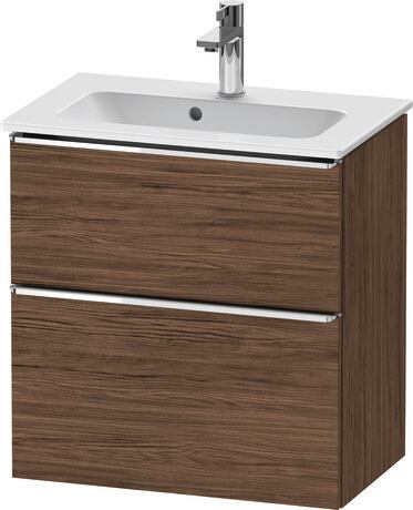 Vanity unit wall-mounted, DE4368010210000 Walnut dark Matt, Decor, Handle Chrome