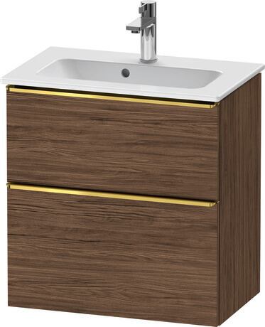 Vanity unit wall-mounted, DE4368034210000 Walnut dark Matt, Decor, Handle Gold