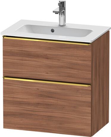 Vanity unit wall-mounted, DE4368034790000 Walnut Matt, Decor, Handle Gold