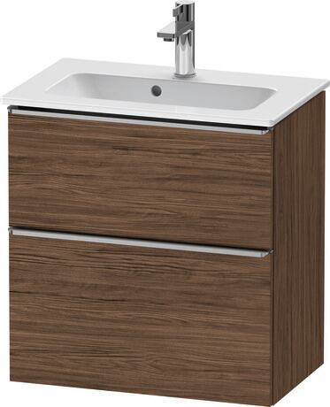 Vanity unit wall-mounted, DE4368070210000 Walnut dark Matt, Decor, Handle Stainless steel