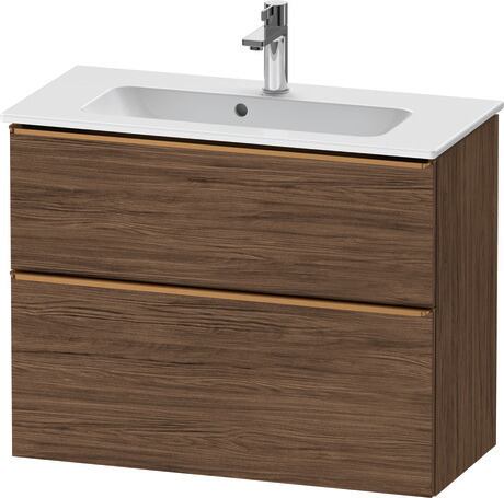 Vanity unit wall-mounted, DE4369004210000 Walnut dark Matt, Decor, Handle Bronze