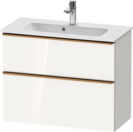 Vanity unit wall-mounted, DE4369004220000 White High Gloss, Decor, Handle Bronze