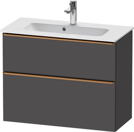 Vanity unit wall-mounted, DE4369004490000 Graphite Matt, Decor, Handle Bronze