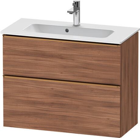 Vanity unit wall-mounted, DE4369004790000 Walnut Matt, Decor, Handle Bronze