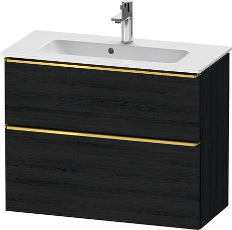 Vanity unit wall-mounted, DE4369034160000 Black oak Matt, Decor, Handle Gold