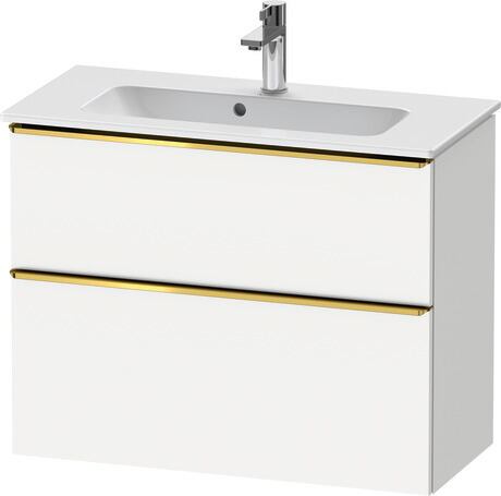 Vanity unit wall-mounted, DE4369034180000 White Matt, Decor, Handle Gold