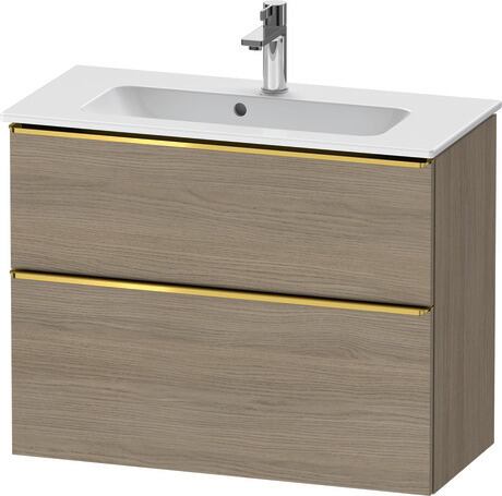 Vanity unit wall-mounted, DE4369034350000 Oak terra Matt, Decor, Handle Gold