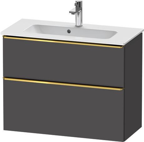 Vanity unit wall-mounted, DE4369034490000 Graphite Matt, Decor, Handle Gold