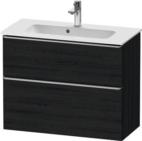 Vanity unit wall-mounted, DE4369070160000 Black oak Matt, Decor, Handle Stainless steel