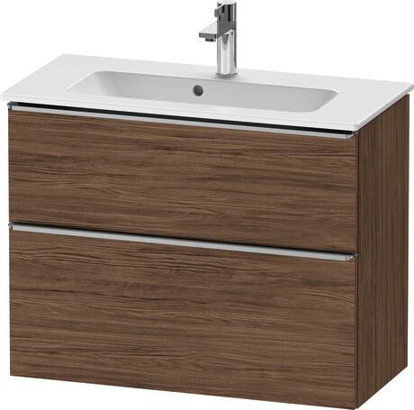 Vanity unit wall-mounted, DE4369070210000 Walnut dark Matt, Decor, Handle Stainless steel