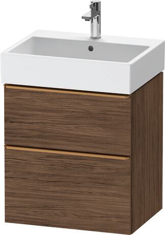 Vanity unit wall-mounted, DE4371004210000 Walnut dark Matt, Decor, Handle Bronze