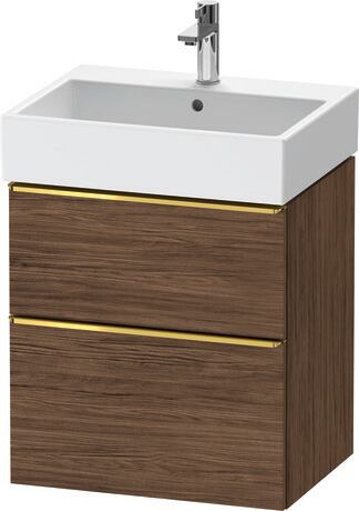 Vanity unit wall-mounted, DE4371034210000 Walnut dark Matt, Decor, Handle Gold