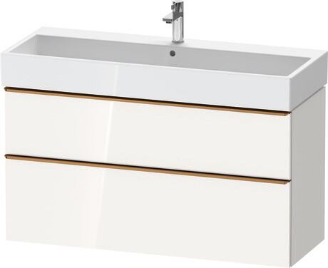 Vanity unit wall-mounted, DE4375004220000 White High Gloss, Decor, Handle Bronze