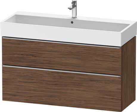 Vanity unit wall-mounted, DE4375070210000 Walnut dark Matt, Decor, Handle Stainless steel