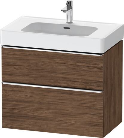 Vanity unit wall-mounted, DE4377010210000 Walnut dark Matt, Decor, Handle Chrome