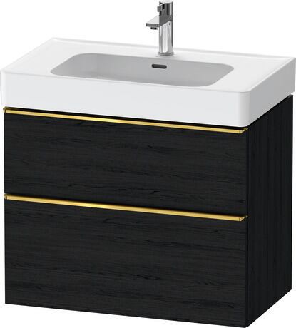 Vanity unit wall-mounted, DE4377034160000 Black oak Matt, Decor, Handle Gold