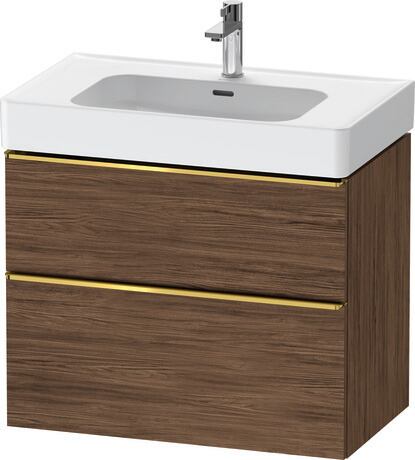 Vanity unit wall-mounted, DE4377034210000 Walnut dark Matt, Decor, Handle Gold