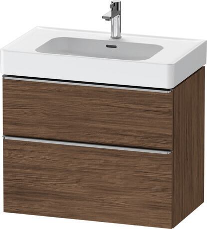 Vanity unit wall-mounted, DE4377070210000 Walnut dark Matt, Decor, Handle Stainless steel