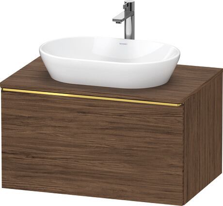 Console vanity unit wall-mounted, DE4947034210000 Walnut dark Matt, Decor, Handle Gold