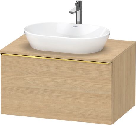 Console vanity unit wall-mounted, DE4947034300000 Natural oak Matt, Decor, Handle Gold