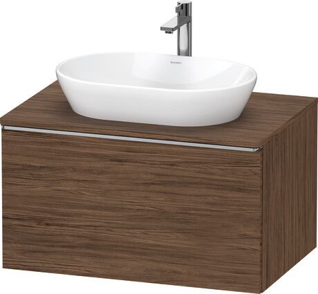 Console vanity unit wall-mounted, DE4947070210000 Walnut dark Matt, Decor, Handle Stainless steel