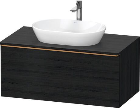 Console vanity unit wall-mounted, DE4948004160000 Black oak Matt, Decor, Handle Bronze