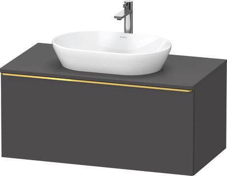 Console vanity unit wall-mounted, DE4948034490000 Graphite Matt, Decor, Handle Gold