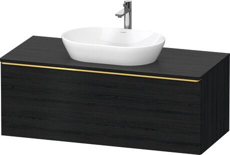 Console vanity unit wall-mounted, DE4949034160000 Black oak Matt, Decor, Handle Gold