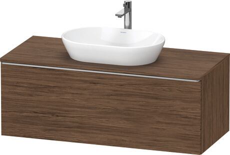 Console vanity unit wall-mounted, DE4949070210000 Walnut dark Matt, Decor, Handle Stainless steel