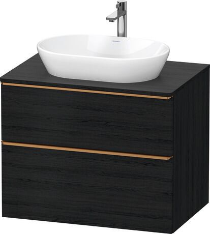 Console vanity unit wall-mounted, DE4967004160000 Black oak Matt, Decor, Handle Bronze