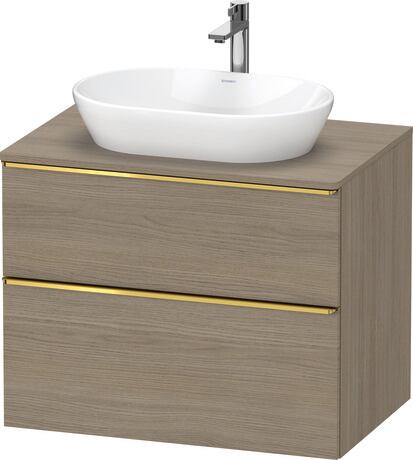 Console vanity unit wall-mounted, DE4967034350000 Oak terra Matt, Decor, Handle Gold