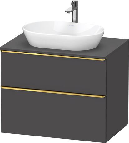 Console vanity unit wall-mounted, DE4967034490000 Graphite Matt, Decor, Handle Gold