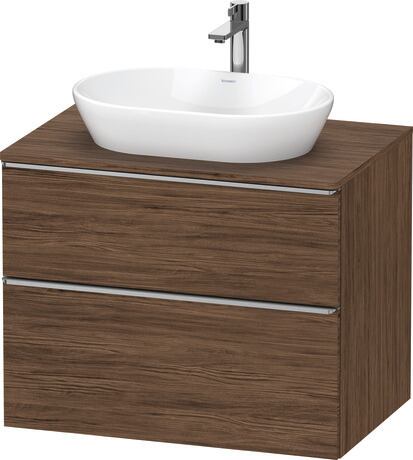 Console vanity unit wall-mounted, DE4967070210000 Walnut dark Matt, Decor, Handle Stainless steel