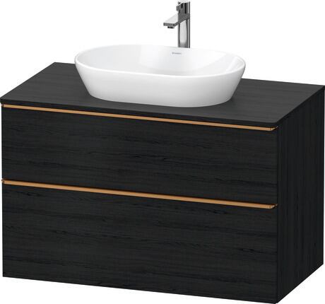 Console vanity unit wall-mounted, DE4968004160000 Black oak Matt, Decor, Handle Bronze