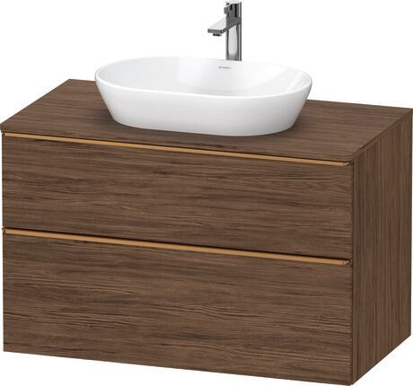 Console vanity unit wall-mounted, DE4968004210000 Walnut dark Matt, Decor, Handle Bronze