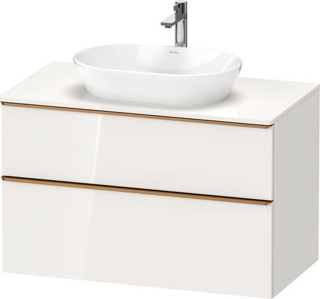 Console vanity unit wall-mounted, DE4968004220000 White High Gloss, Decor, Handle Bronze