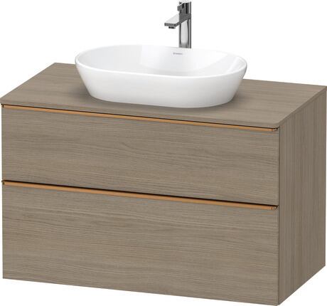 Console vanity unit wall-mounted, DE4968004350000 Oak terra Matt, Decor, Handle Bronze