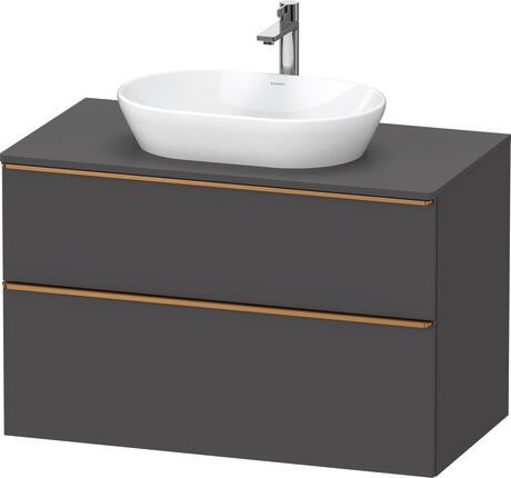 Console vanity unit wall-mounted, DE4968004490000 Graphite Matt, Decor, Handle Bronze