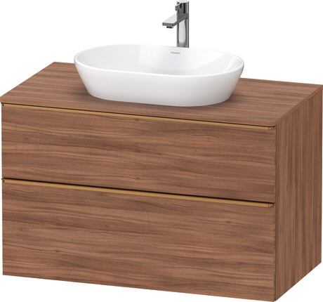 Console vanity unit wall-mounted, DE4968004790000 Walnut Matt, Decor, Handle Bronze