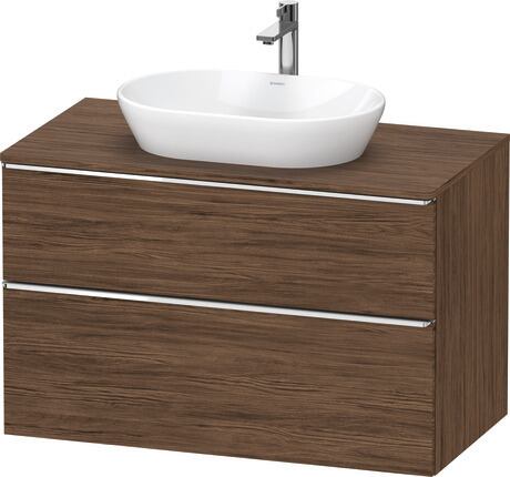 Console vanity unit wall-mounted, DE4968010210000 Walnut dark Matt, Decor, Handle Chrome