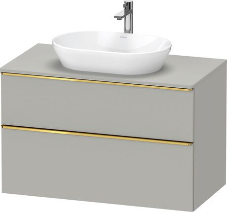 Console vanity unit wall-mounted, DE4968034070000 Concrete grey Matt, Decor, Handle Gold